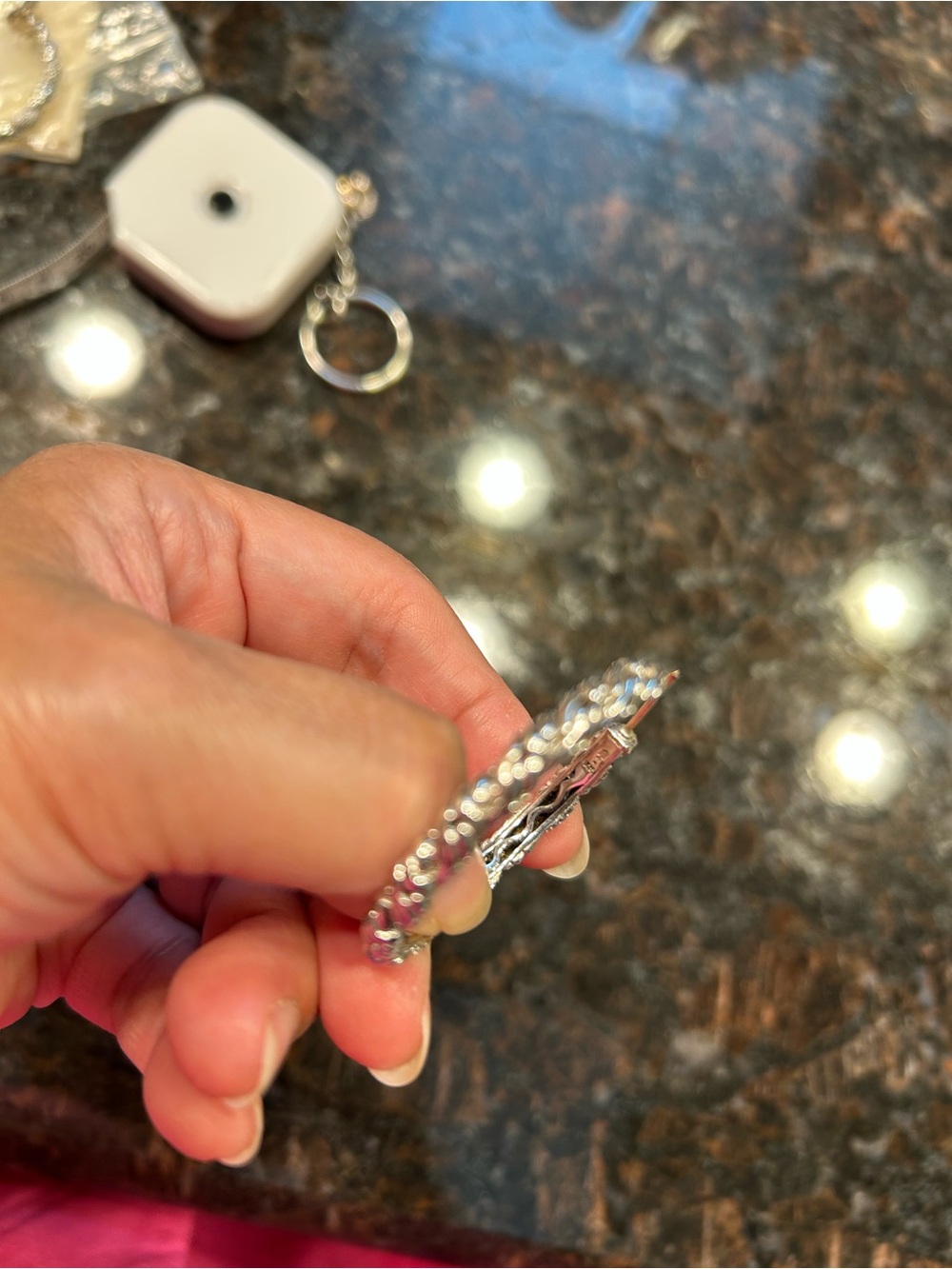 John Hardy silver and diamond earrings - Picture 3 of 5